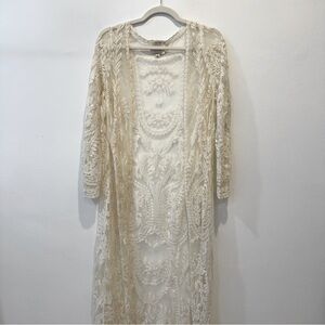 Elegant Cream Lace Women's Coat